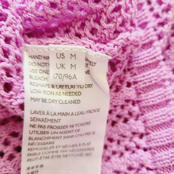 New Free People Beach Crocheted Top M Lavendar Purple Open‎ Knit Pullover - Picture 8 of 10